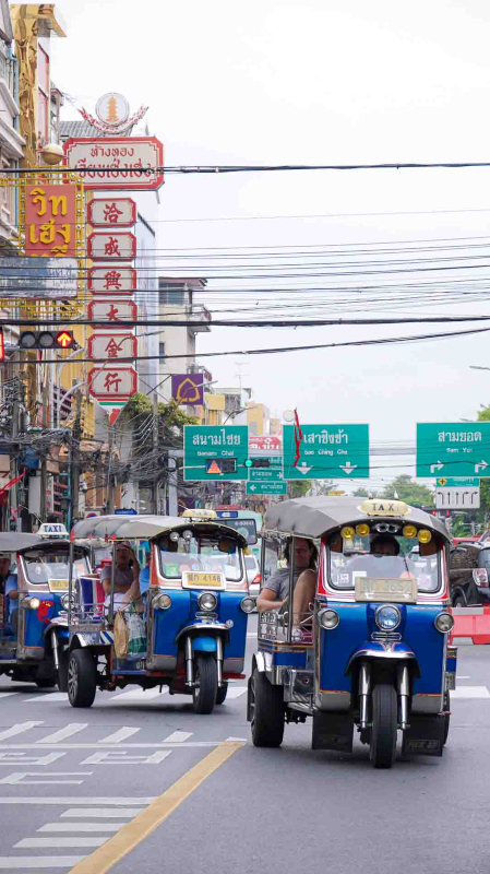 Three wheel motorbike in the city