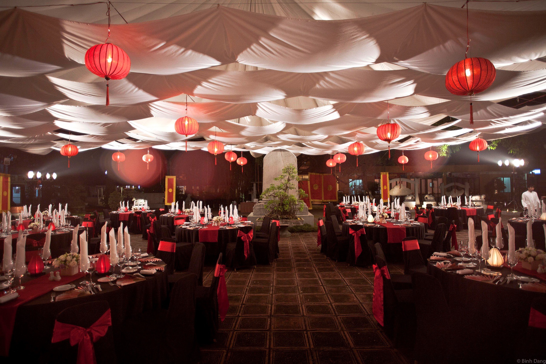 Gala dinner set up for event in Hanoi.