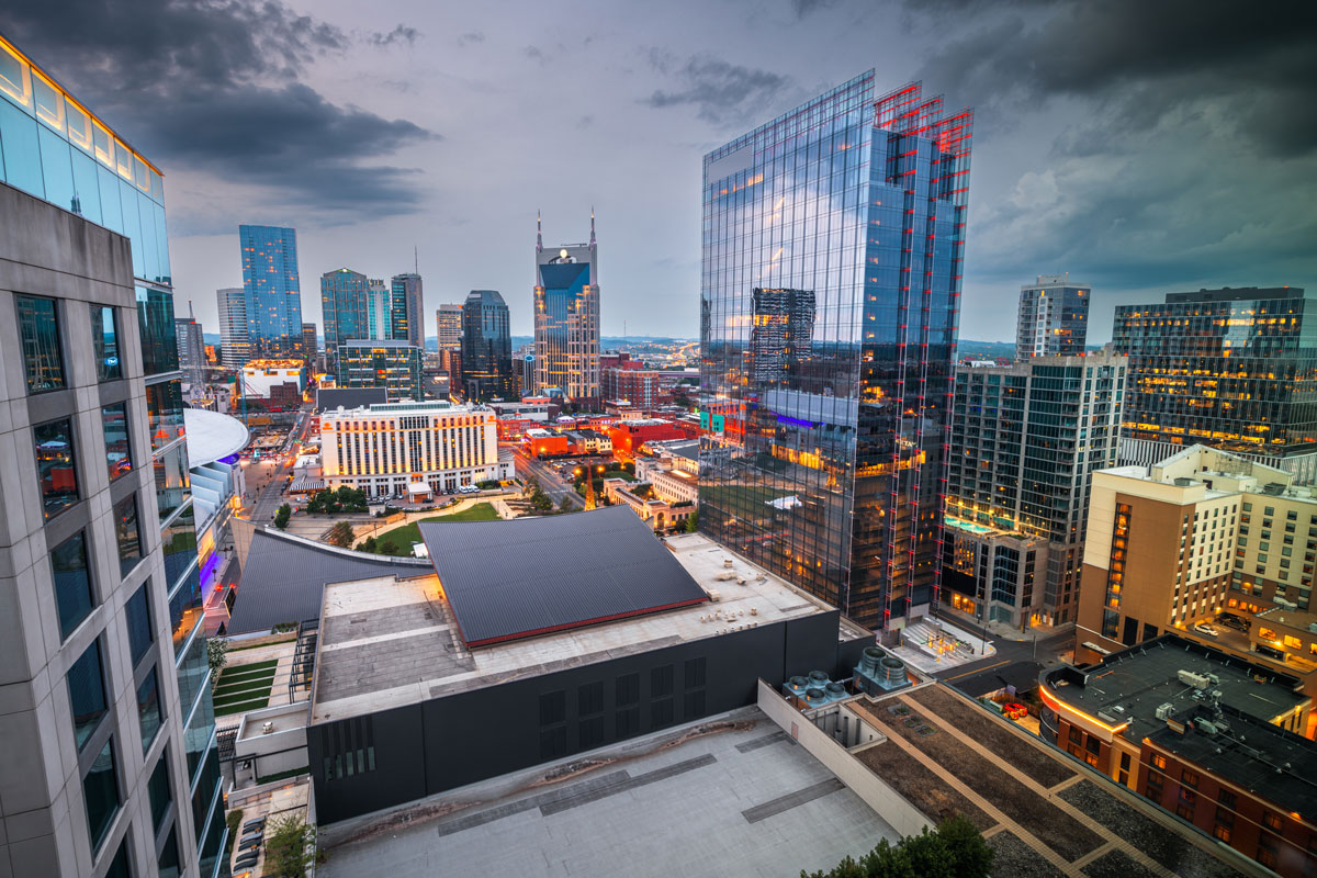 Aerial view of Downtown Nashville