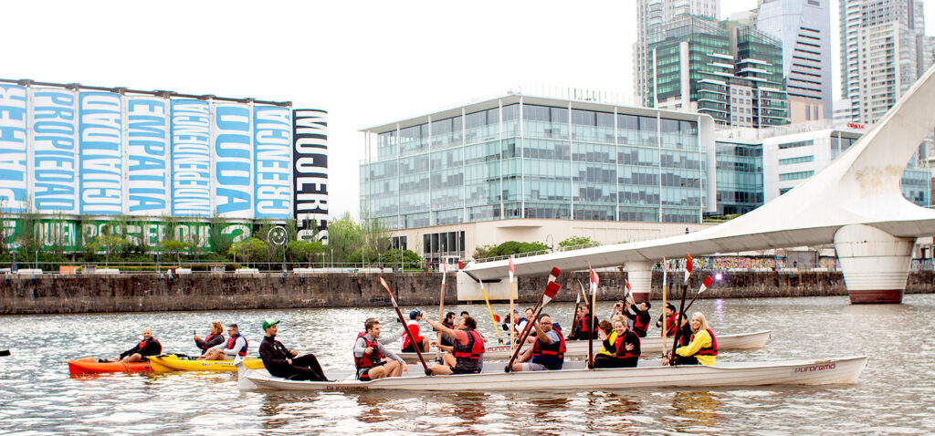 People kayaking