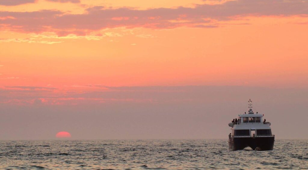 Catamaran during the sunset