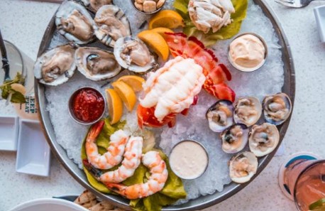 Dining out: A tray of seafood.