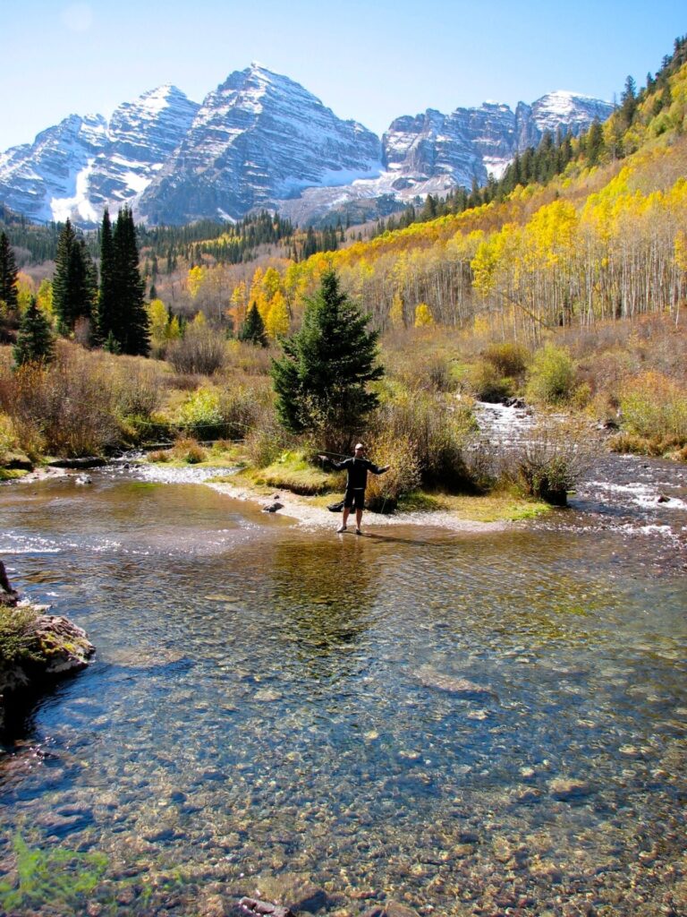 A man fly fishing