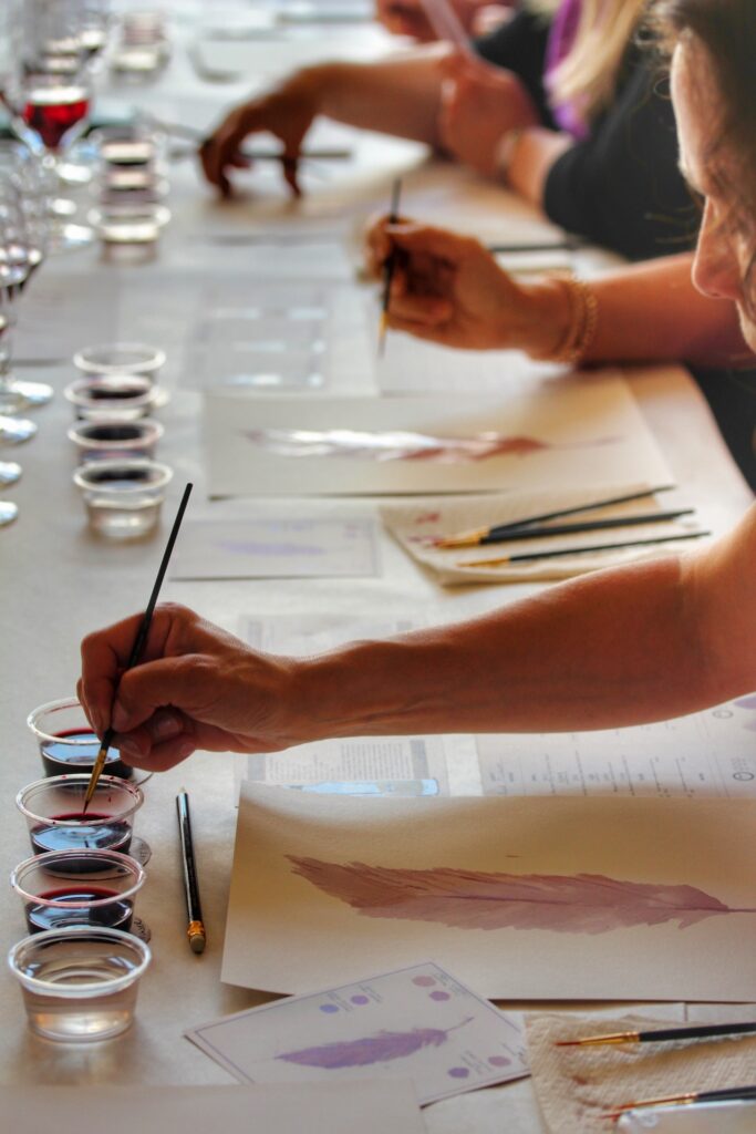 Painting with wine activity