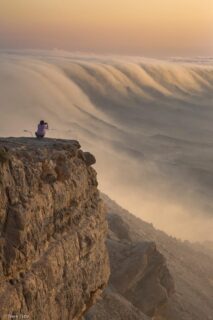 Cloud surfing in the Ramon Crater.