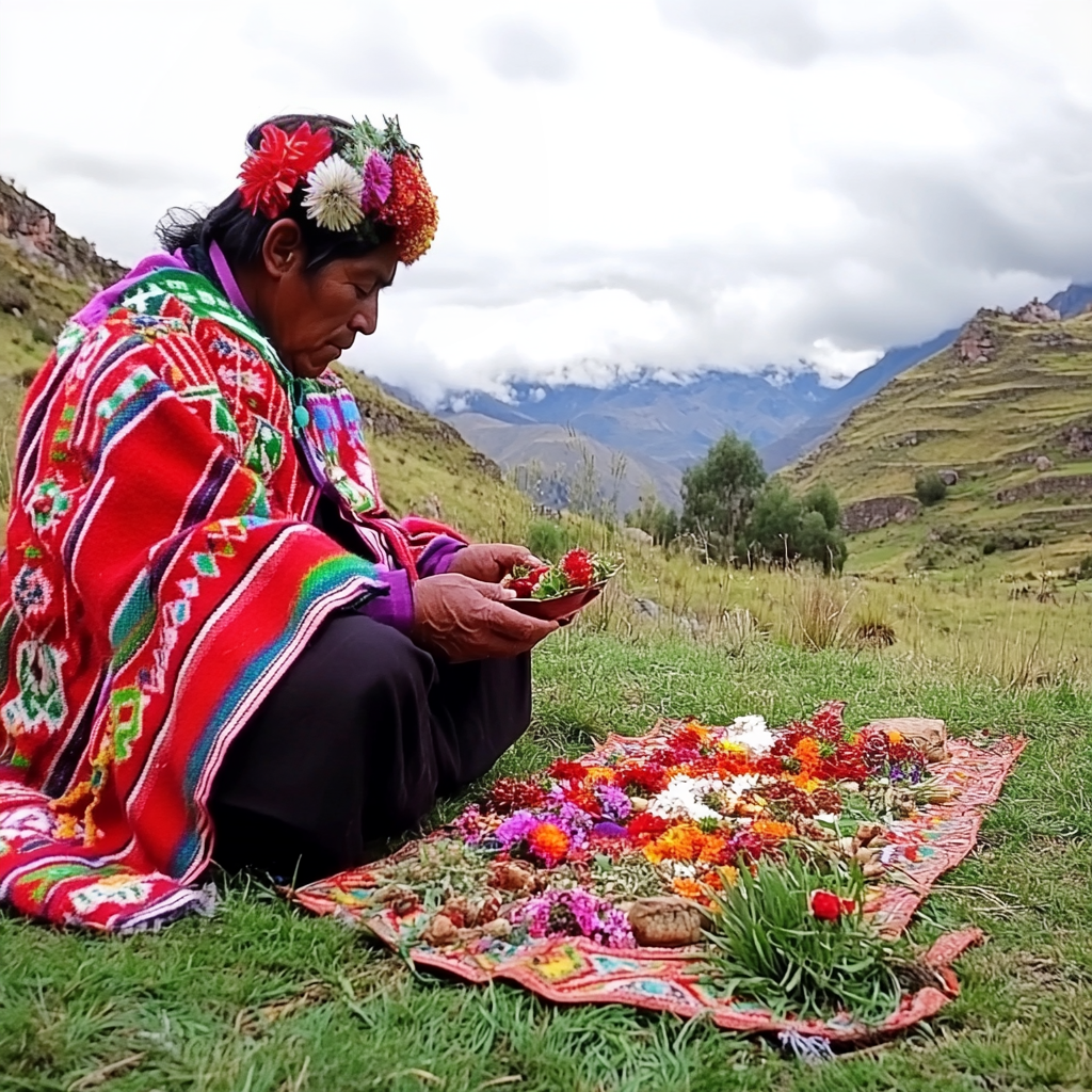 Earth ceremony with Incan priest