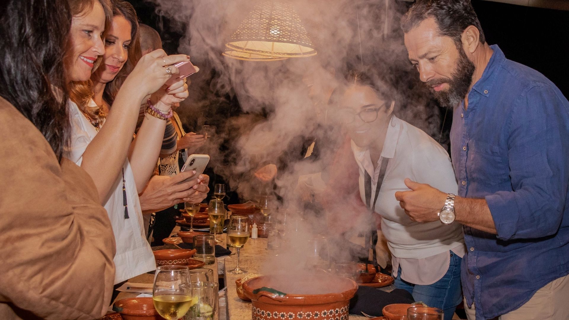 food with smoke