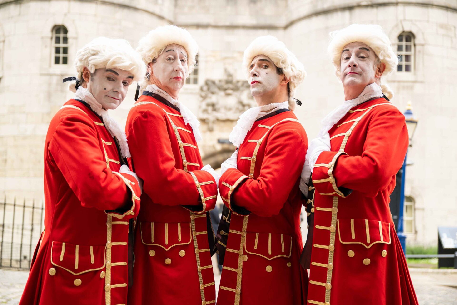Welcome by the Royal Footmen at the Tower of London with 2B UK